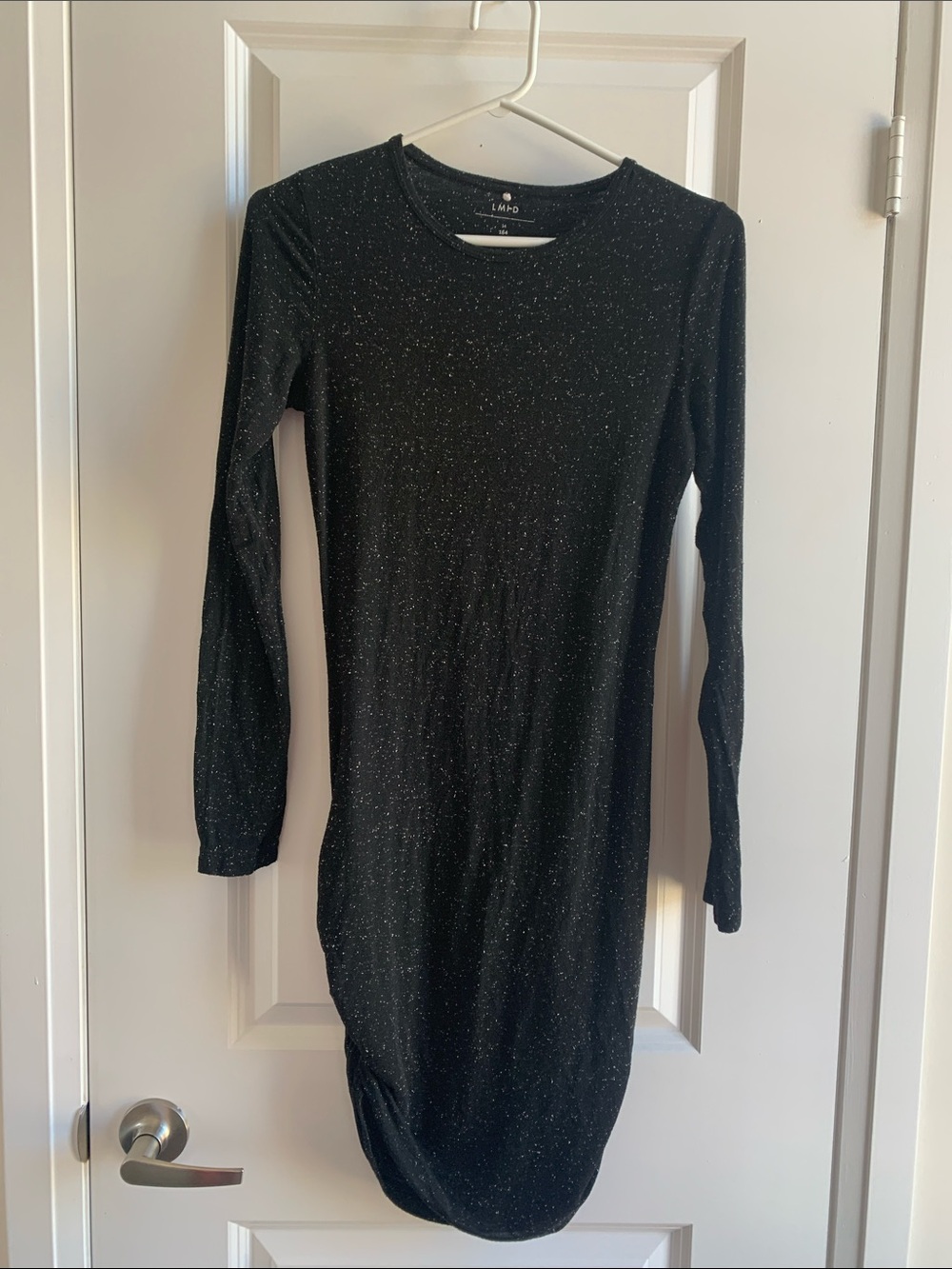 Black Long Sleeve Women’s Bodycon Dress with Ruching